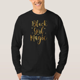 Camiseta Black Girl Magic Dourada Raglan