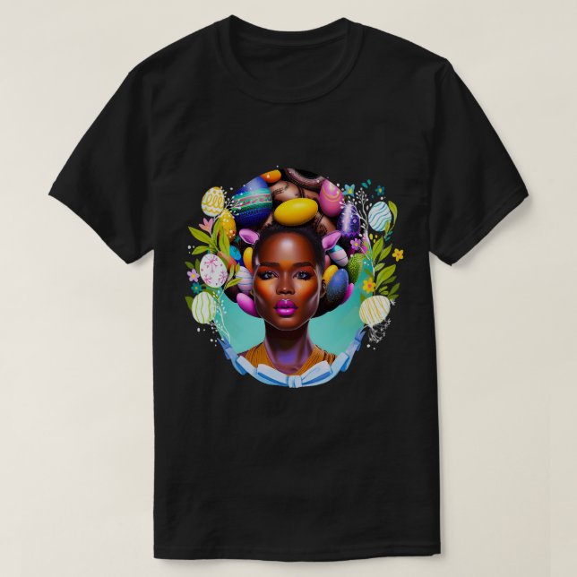 Camiseta Black Girl Magic Easter Hunt Spring Melanin Si (Frente do Design)