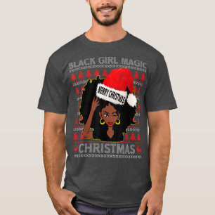 Camiseta Black Girl Magic Feliz Natal Afro-Americano