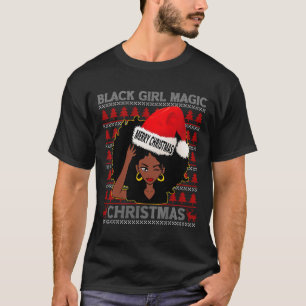 Camiseta Black Girl Magic Feliz Natal Afro-Americano