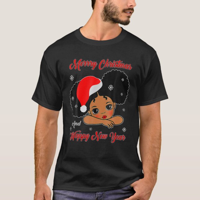 Camiseta Black Girl Magic Merry Christmas African American (Frente)