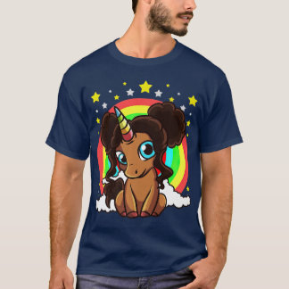 Camiseta Black Girl Magic Unicorn Afro Puff Brown Skin