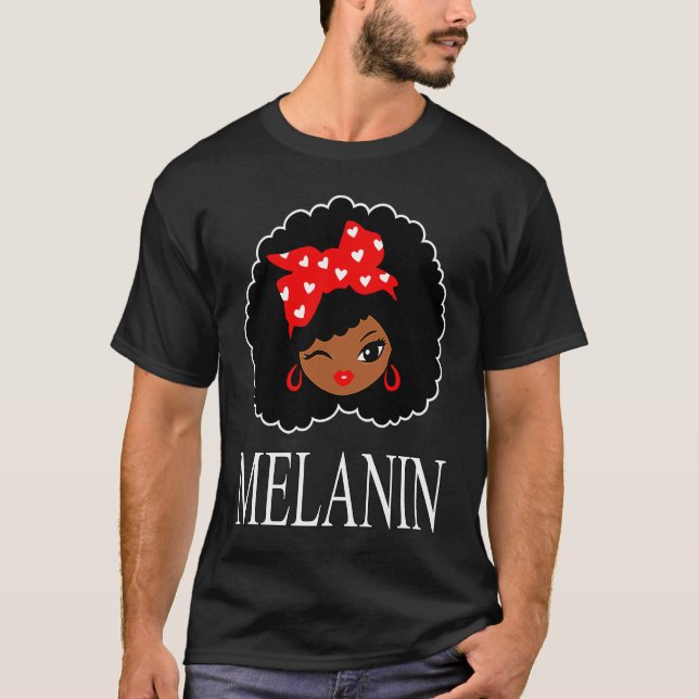 Camiseta Black Girl Magic Winking Eye Afro Lips Black Queen (Frente)