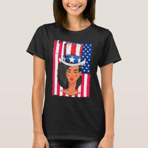 Camiseta Black Girl Melanin Tio Sam Hat 4 De Julho Women