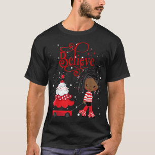 Camiseta Black Girl Papai noel Holiday African American Chr