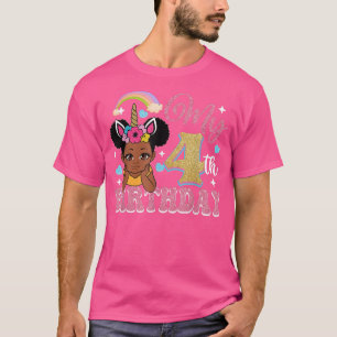 Camiseta Black Girl Princess My 4th Birthday Girls Kids Bir