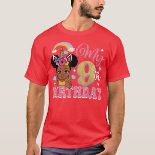 Camiseta Black Girl Princess My 9th Birday Girls Bir
