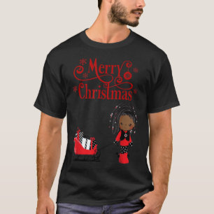 Camiseta Black Girl Santa Claus Holiday African American Ch