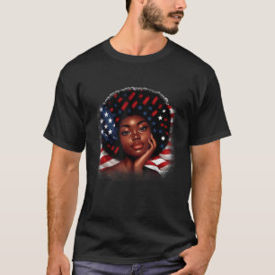 Camiseta Black Girl US Flag Melanin Afro 4 De Julho Africa