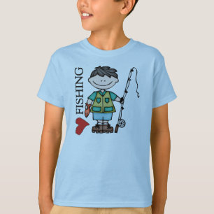 Camiseta Black Hair Boy I Love Fishing
