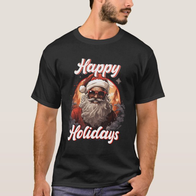 Camiseta Black Happy Holiders African American Papais noeis (Frente)