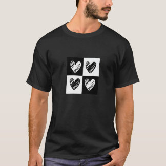 Camiseta Black Hearts Love Pattern Cute Valentine's Day Che