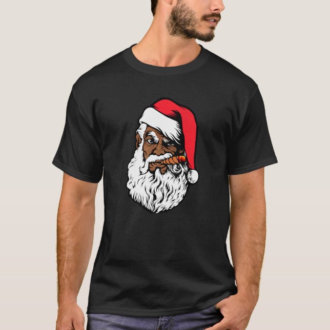Camiseta Black Hip Hop Santa Proud Afro African American Ch (Frente)