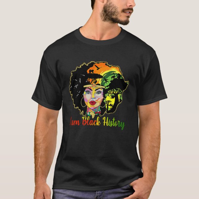 Camiseta Black History Afro Woman Praying God Melanin Queen (Frente)