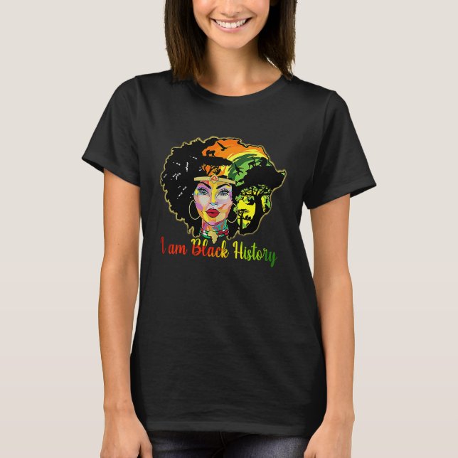 Camiseta Black History Afro Woman Praying God Melanin Queen (Frente)