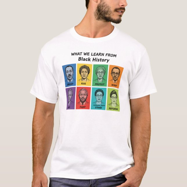Camiseta Black History Lessons Inspirational Graphic (Frente)