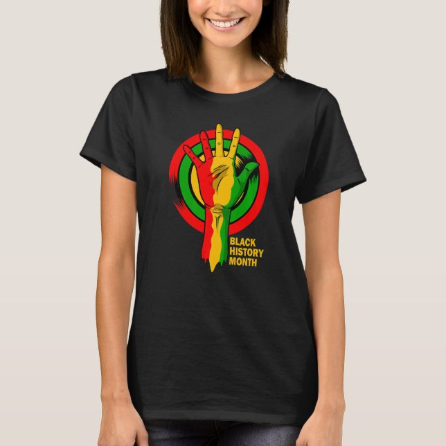 Camiseta Black History Monds Hands BLM Melanin African Amer (Frente)