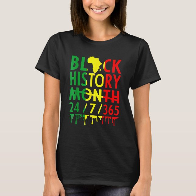 Camiseta Black History Month 2023 Black History 365 Melanin (Frente)