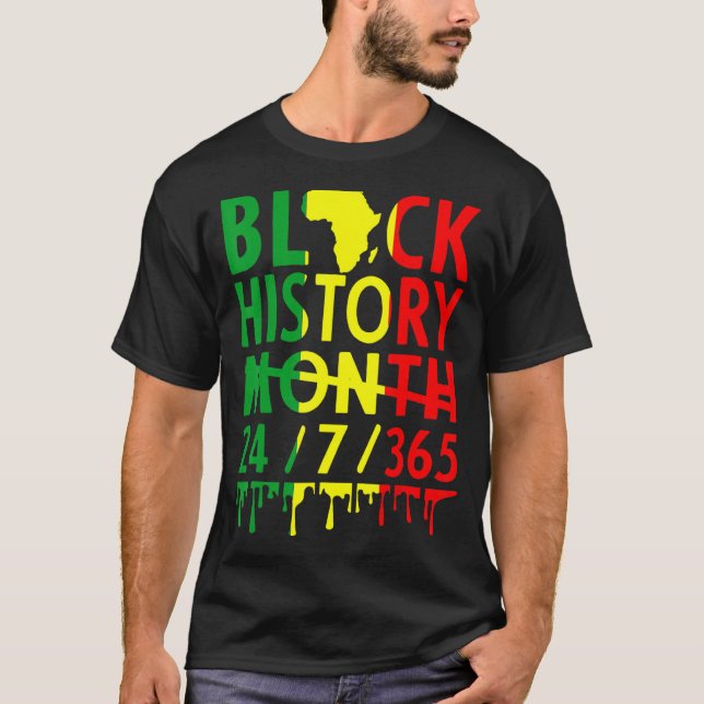 Camiseta Black History Month 2023 Black History 365 Melanin (Frente)