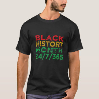 Camiseta Black History Month 24/7/365 African Melanin Black
