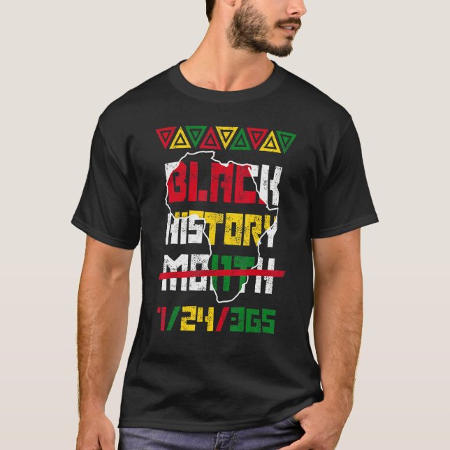 Camiseta Black History Month 24 7 365 Afro African Pride Me (Frente)