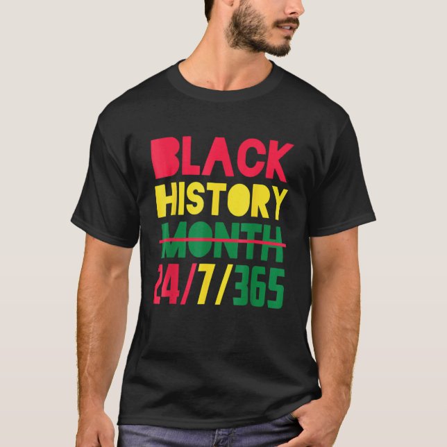 Camiseta Black History Month 24 7 365 Afro African Pride Me (Frente)
