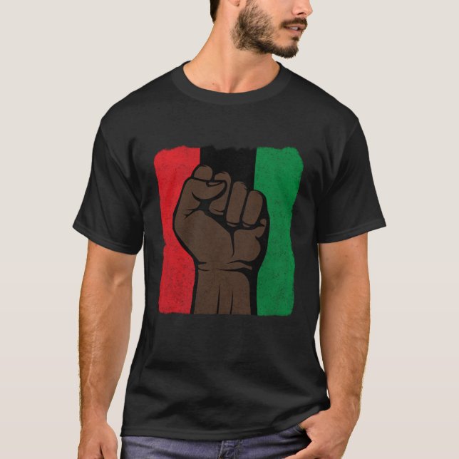 Camiseta Black History Month  African American Pride Fist (Frente)