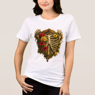 Camiseta Black History Month African Skeleton Queen Floral 