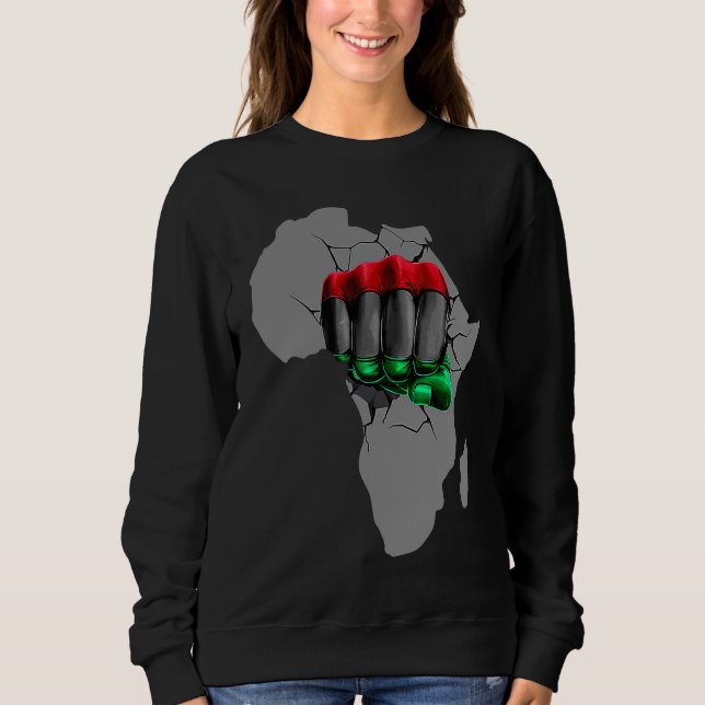 Camiseta Black History Month BHM Afro Pride Hand Fist Black (Frente)