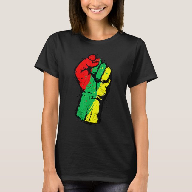 Camiseta Black History Month Fist Black Power African Women (Frente)