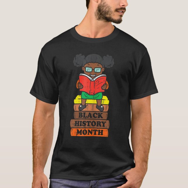 Camiseta Black History Month Girl Reading Book African Prid (Frente)