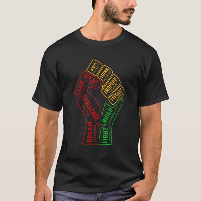 Camiseta Black History Month Inspirational Leaders Power Fi (Frente)