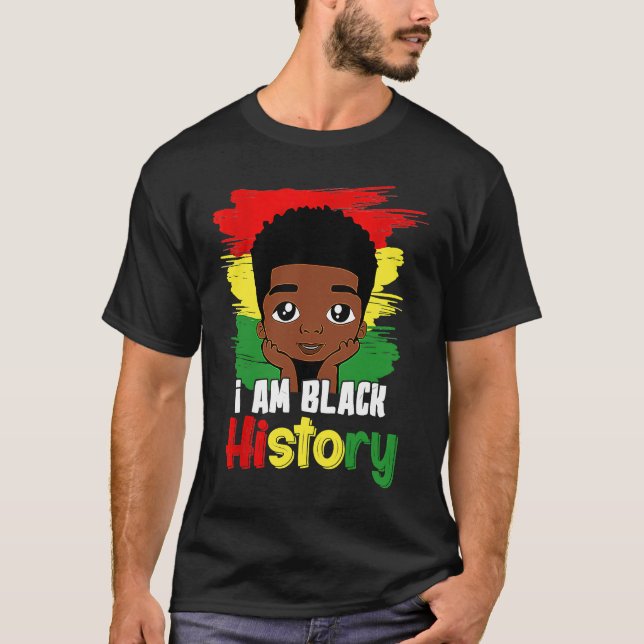 Camiseta Black History Month Kids Boys I am African America (Frente)
