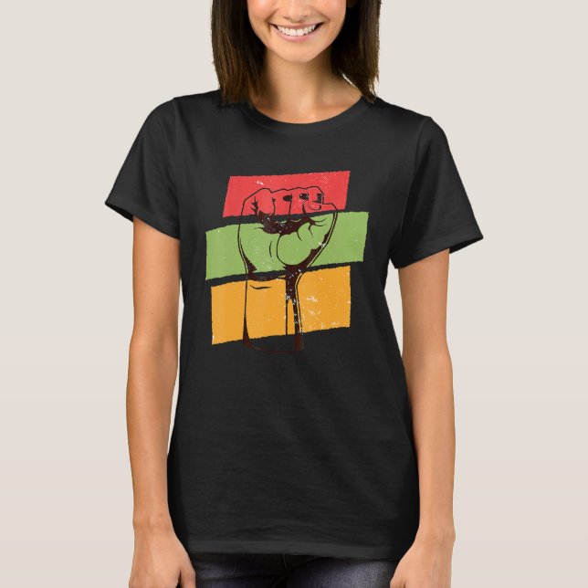 Camiseta Black History Month l Black Pride Fist African Col (Frente)