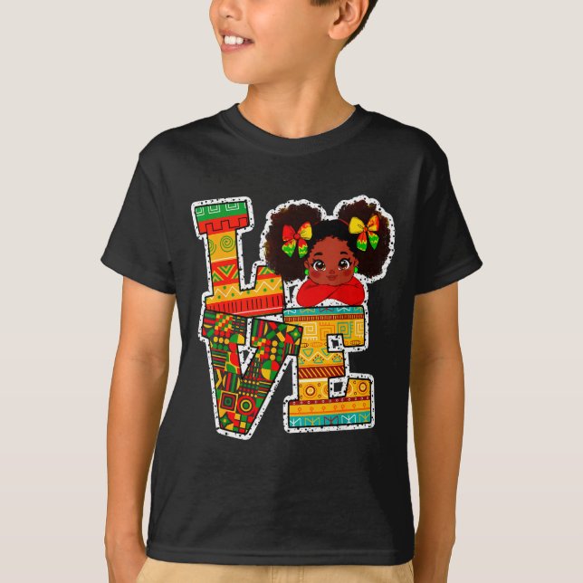 Camiseta Black History Month Love Afro Toddler Girls Americ (Frente)