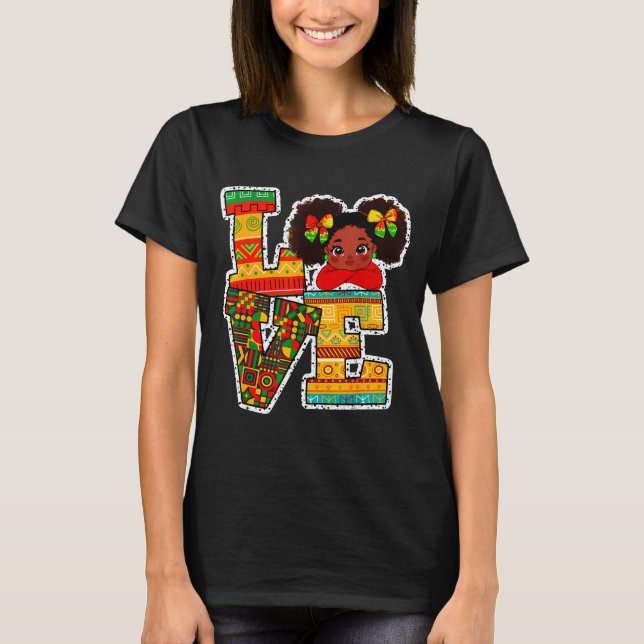 Camiseta Black History Month Love Afro Toddler Girls Americ (Frente)