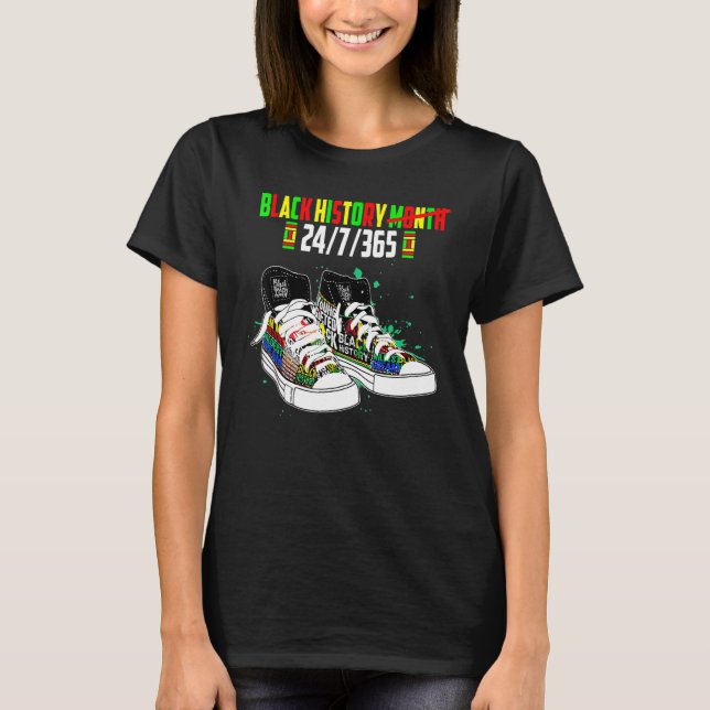 Camiseta Black History Month Shoes 24 7 365 African America (Frente)