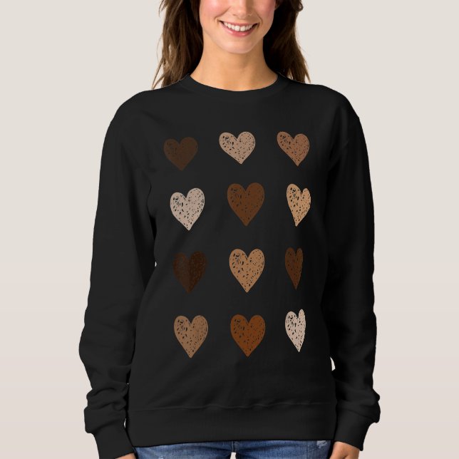 Camiseta Black History Month Tee Melanin Skin Tone Hearts V (Frente)