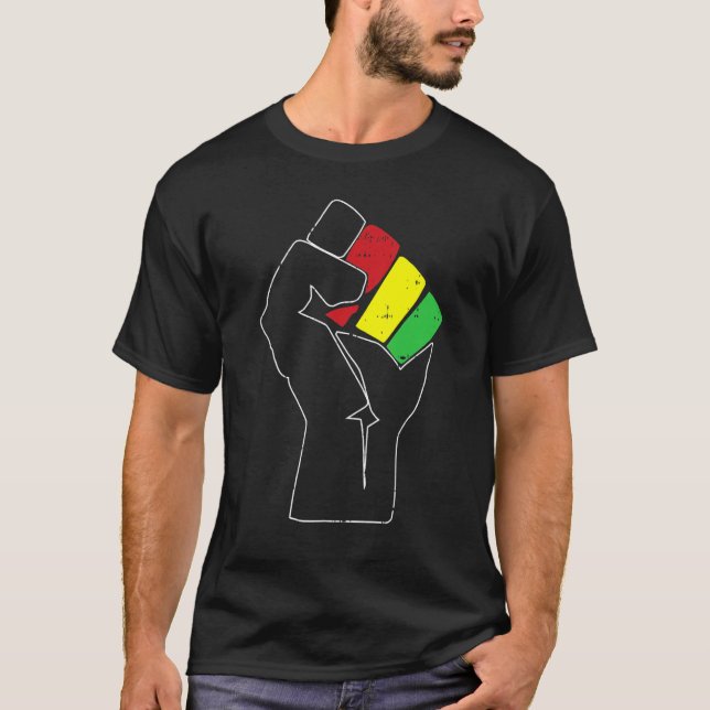 Camiseta Black History Power Fist Africa Flag African Ameri (Frente)