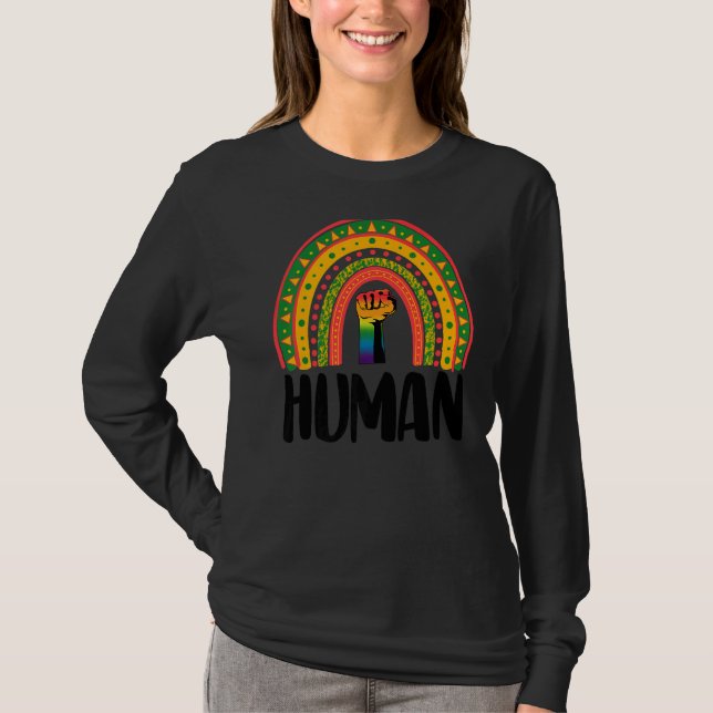 Camiseta Black Human Power Rainbow Women African Black Hist (Frente)