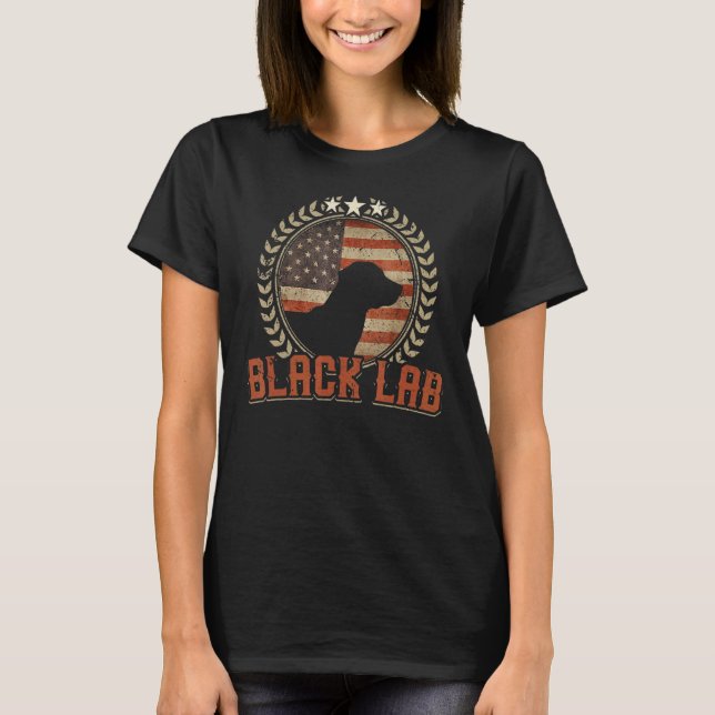 Camiseta Black Lab American Flag Usa Patriotic Labrador Do (Frente)