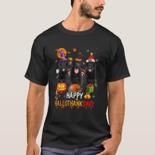 Camiseta Black Lab Dog Halloween Feliz Natal Feliz Hall