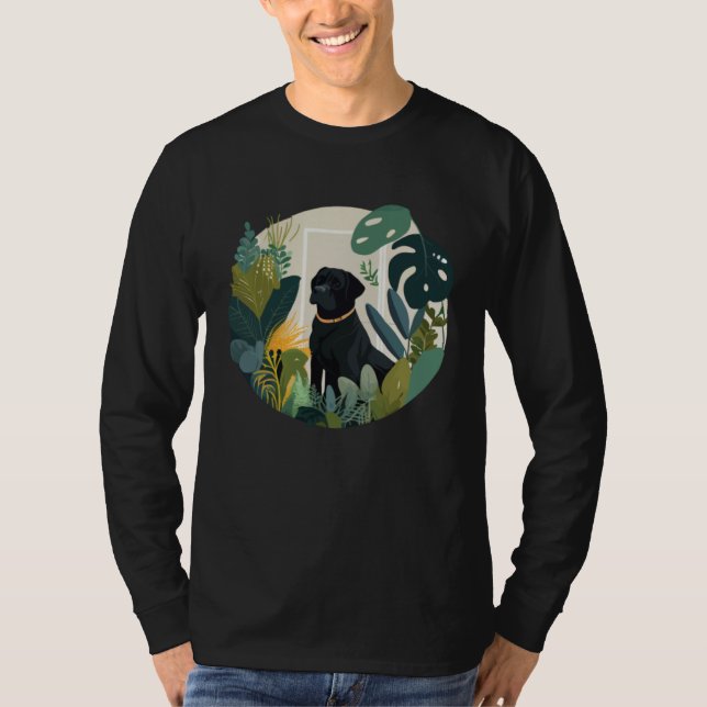 Camiseta Black Lab Dog Mom and Plant (Frente)