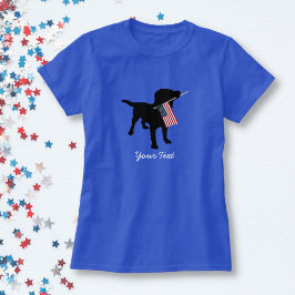 Camiseta Black Lab Dog with USA American Flag, 4 de julho