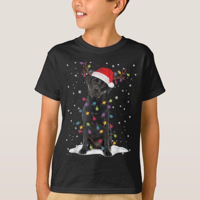 Camiseta Black Lab Labrador Árvore de Natal Light Pajama Do (Frente)