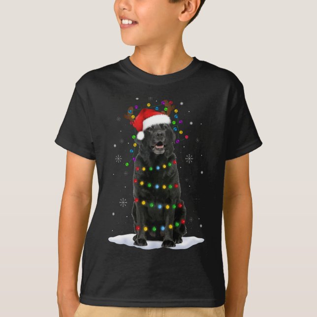 Camiseta Black Lab Labrador Árvore de Natal Light Pajama Do (Frente)