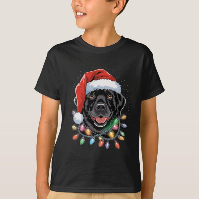 Camiseta Black Lab Labrador Árvore de Natal Light Pajama Do (Frente)