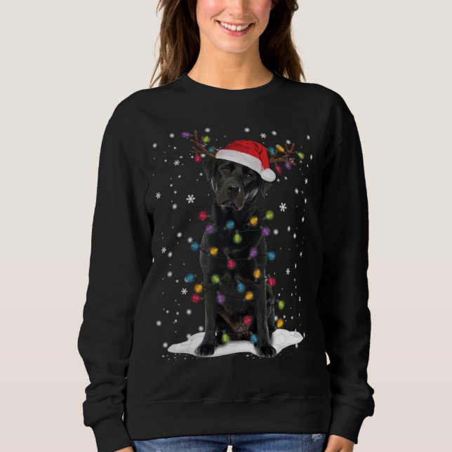 Camiseta Black Lab Labrador Árvore de Natal Light Pajama Do (Frente)