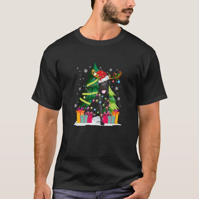 Camiseta Black Lab Labrador Christmas Tree Light Pajama Dog (Frente)