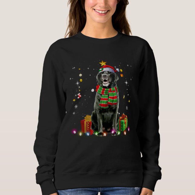 Camiseta Black Lab Santa Christmas Tree Lights  Xmas Pjs Bo (Frente)